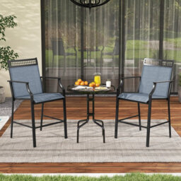Costway Set Of 2 Outdoor Patio Chairs Home Fabric Bar Stools W/ Footrest - thumbnail 4