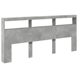 Berkfield Headboard Cabinet With Led Concrete Grey 220X17X102 Cm - thumbnail 3