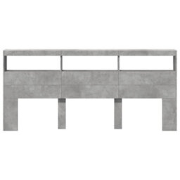 Berkfield Headboard Cabinet With Led Concrete Grey 220X17X102 Cm - thumbnail 6