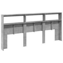 Berkfield Headboard Cabinet With Led Concrete Grey 220X17X102 Cm - thumbnail 8