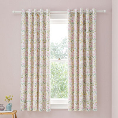 Dreams & Drapes Edith Ditsy Floral Print Light Filtering Lilac Eyelet Curtains - image 1