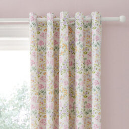 Dreams & Drapes Edith Ditsy Floral Print Light Filtering Lilac Eyelet Curtains - thumbnail 2