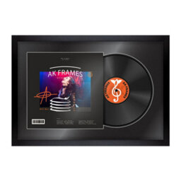"AK Frames 25X17"" Matte Black Modern Vinyl Record Frame With Black Mount For 12 Inch Lp Cover & Disc - Overlapped Design" - thumbnail 1