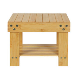 Levede Bamboo Stool Footrest Bathroom Shower Stool Bench Shoe Rack Seat - thumbnail 3