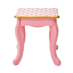 Teamson Kids Play Vanity Table Set, Children's Dressing Table With Mirror & Stool, Polka Dots, Pink/gold - thumbnail 5