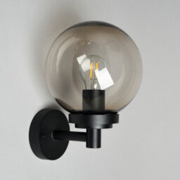 Litecraft Agio Black Globe Outdoor Wall Light With Smoke Shade - thumbnail 4