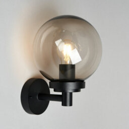 Litecraft Agio Black Globe Outdoor Wall Light With Smoke Shade - thumbnail 3