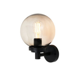 Litecraft Agio Black Globe Outdoor Wall Light With Smoke Shade - thumbnail 2