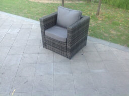 Fimous Dark Mixed Grey Outdoor Rattan Garden Furniture Set Corner Sofa 2 Tables With 2 Chairs - thumbnail 4