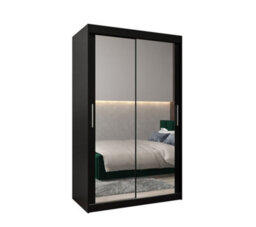 Arte Tokyo 03 Contemporary Mirrored 2 Sliding Door Wardrobe 5 Shelves 2 Rails Black Matt (H)2000mm (W)1200mm (D)620mm - thumbnail 1
