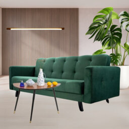 Sofa Bed With Storage Bonell Springs Pull Out Sleep Function Green Fabric Upholstery Modern Design Lizbona - thumbnail 2