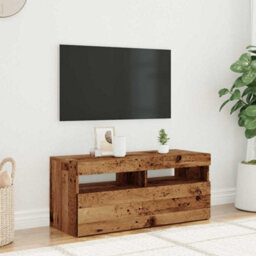Vidaxl Tv Cabinet With Led Lights Old Wood 90X35X40 Cm Engineered Wood - thumbnail 5