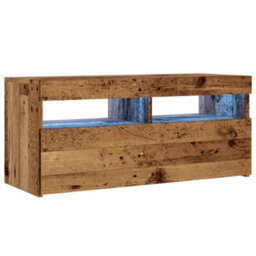 Vidaxl Tv Cabinet With Led Lights Old Wood 90X35X40 Cm Engineered Wood - thumbnail 3