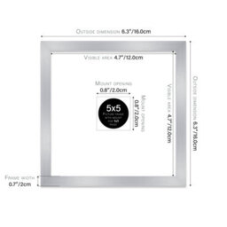 "5X5"" Silver Picture Frame - 5X5"" Square Frame With 1X1"" Mount For 5X5""/1X1"" Pictures Classic Style Room Decor, 1 Pack" - thumbnail 2