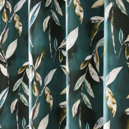"Sundour Madrid Blackout Ready Made Leaves Eyelet Curtains Bottle Green 90X90""" - thumbnail 3