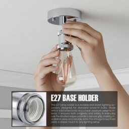Industrial Semi Flush Mount Ceiling Light Chrome E27 Ceiling Fitting Vintage Lamp Holder For Kitchen Hallway - thumbnail 5