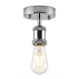 Industrial Semi Flush Mount Ceiling Light Chrome E27 Ceiling Fitting Vintage Lamp Holder For Kitchen Hallway - thumbnail 8