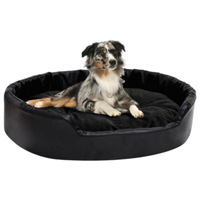 Vidaxl Dog Bed Black 90X79X20 Cm Plush And Faux Leather - image 1