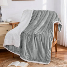 Aspire Homeware Silver Sherpa Fleece Sofa Throw Blanket, Single (L)150Cm X (W)130Cm - thumbnail 2