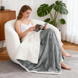 Aspire Homeware Silver Sherpa Fleece Sofa Throw Blanket, Single (L)150Cm X (W)130Cm