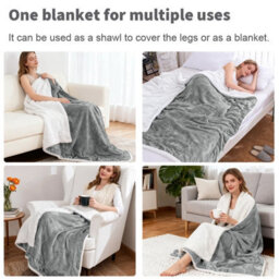 Aspire Homeware Silver Sherpa Fleece Sofa Throw Blanket, Single (L)150Cm X (W)130Cm - thumbnail 3