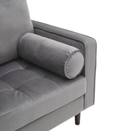 Thehotsale Grey Double Sofa 2-Seat Velvet Sofa With Bolster Pillows - thumbnail 5