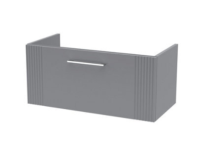 Hudson Reed Deco Wall Hung 1-Drawer Vanity Unit, Stylish Modern Vanity Unit In Bathroom With Bar Handle Design, Satin Grey - image 1