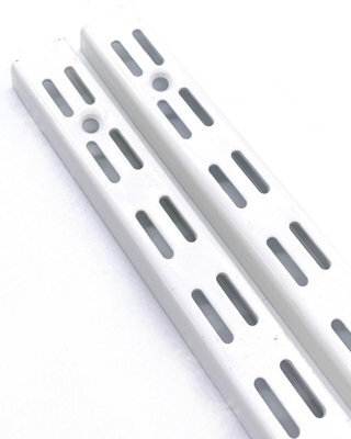 Afit White Twin Slot Uprights 2440mm - Pack Of 2 - 32mm Twin Slot Adjustable Wall Shelving - image 1