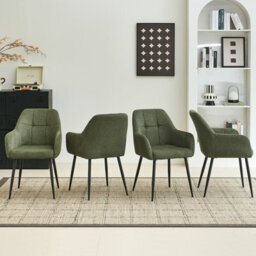 Sonara Ergonomic Dining Chairs Set Of 4 With Plush Chenille Upholstery And Metal Legs - thumbnail 1