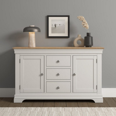 Seconique Bordeaux 2 Door 3 Drawer Sideboard Ivory Oak Fully Assembled - image 1