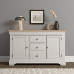 Seconique Bordeaux 2 Door 3 Drawer Sideboard Ivory Oak Fully Assembled - thumbnail 1