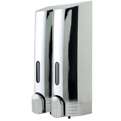 Euroshowers Double Tall Round Liquid Soap Shampoo Gel Dispenser Pump Chrome - image 1