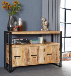 Buttercup Farm Cosmo Industrial Sideboard - Solid Mango Wood - L43 X W135 X H90 Cm - thumbnail 4