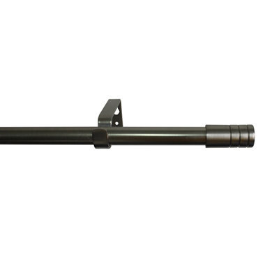 GoodHome Athens Satin Grey Nickel Effect Extendable Stick Single Curtain Pole Set, (L)2000mm-3300mm (Dia)19mm - image 1