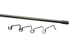 GoodHome Athens Satin Grey Nickel Effect Extendable Stick Single Curtain Pole Set, (L)2000mm-3300mm (Dia)19mm - thumbnail 2