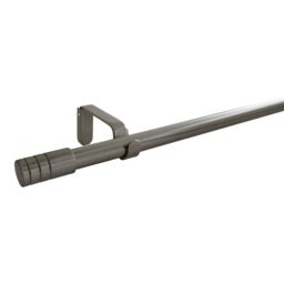GoodHome Athens Satin Grey Nickel Effect Extendable Stick Single Curtain Pole Set, (L)2000mm-3300mm (Dia)19mm - thumbnail 5