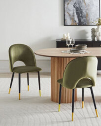 Beliani Set Of 2 Dining Chairs Magalia Velvet Olive Green - thumbnail 2