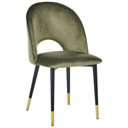 Beliani Set Of 2 Dining Chairs Magalia Velvet Olive Green - thumbnail 4