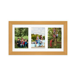 AK Frames 40X20Cm Country Pine Classic Multi Photo Frame With White Mount - Holds 3 Apertures (3X) 6X4 Photos