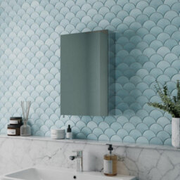Aveli Single Door Bathroom Mirror Cabinet Cupboard Stainless Steel Wall Mounted 400mm - thumbnail 2