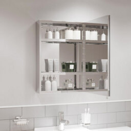 Aveli Single Door Bathroom Mirror Cabinet Cupboard Stainless Steel Wall Mounted 400mm - thumbnail 5
