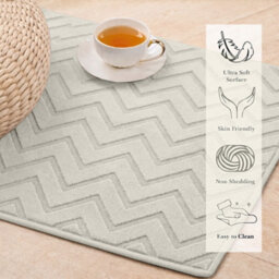Moonlight Bedding Cream Chevron Rug 80X150Cm, Washable Non-Slip Soft High Low Pile Living Room Carpet - thumbnail 3