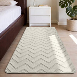 Moonlight Bedding Cream Chevron Rug 80X150Cm, Washable Non-Slip Soft High Low Pile Living Room Carpet - thumbnail 6