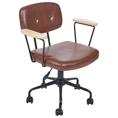 Beliani Desk Chair Algerita Faux Leather Brown - image 1