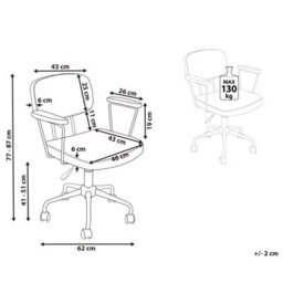 Beliani Desk Chair Algerita Faux Leather Brown - thumbnail 3