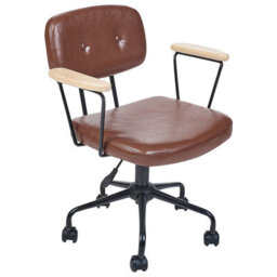 Beliani Desk Chair Algerita Faux Leather Brown - thumbnail 1