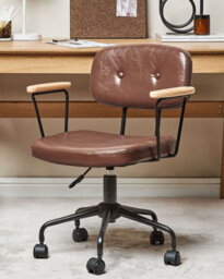 Beliani Desk Chair Algerita Faux Leather Brown - thumbnail 2