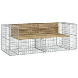 Berkfield Rustic Garden Bench Gabion Design 184X71X65.5 Cm Impregnated Wood Pine - thumbnail 1
