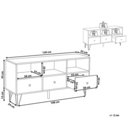 Beliani Modern Tv Stand Dark Brown With White Drawer Fronts, Fits Up To 50-Inch Tvs, 3 Drawers - thumbnail 4