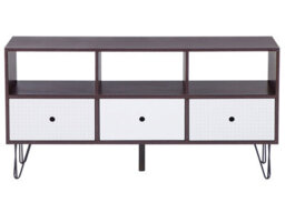 Beliani Modern Tv Stand Dark Brown With White Drawer Fronts, Fits Up To 50-Inch Tvs, 3 Drawers - thumbnail 1